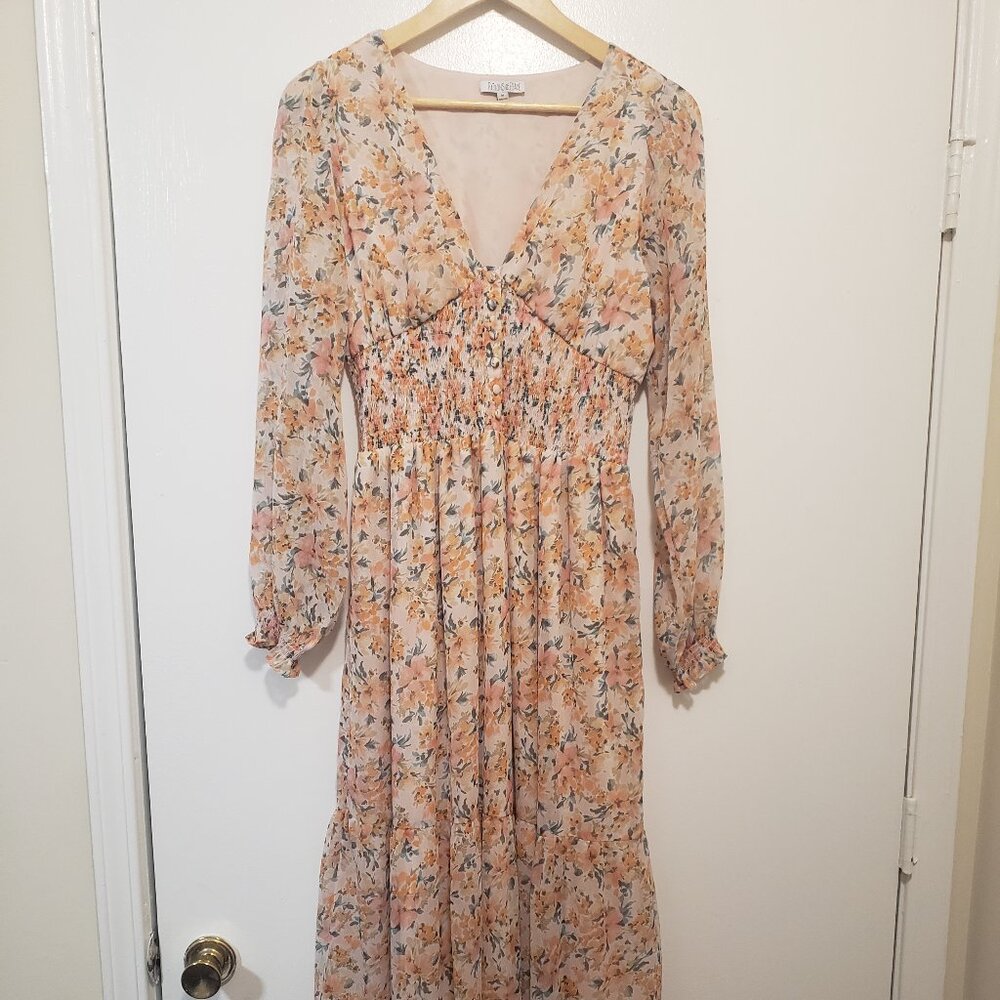 Patrons of Peace Floral Maxi Dress – Fall Colors, Size M